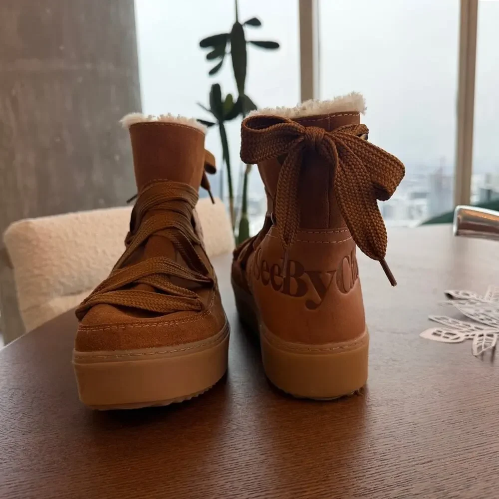See by Chloé Charlee Brown/Tan Suede Ankle Boots - Size 41 (10-10.5), Like NEW